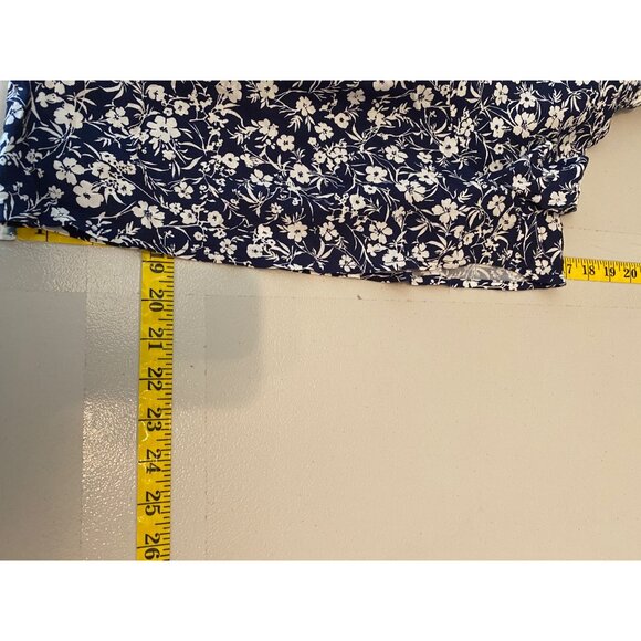 Lulus Navy & White Floral Print Romper With V-Neck & Ruffled Sleeves Large - Picture 13 of 13